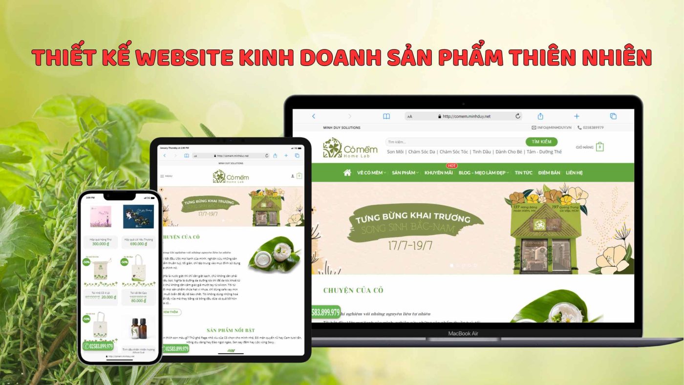 Thiết kế website bán sản phẩm thiên nhiên, hữu cơ tại Cam Ranh