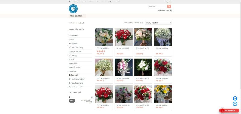 Thiết kế website shop hoa tươi online xinh xắn, đẹp mắt tại Nha Trang