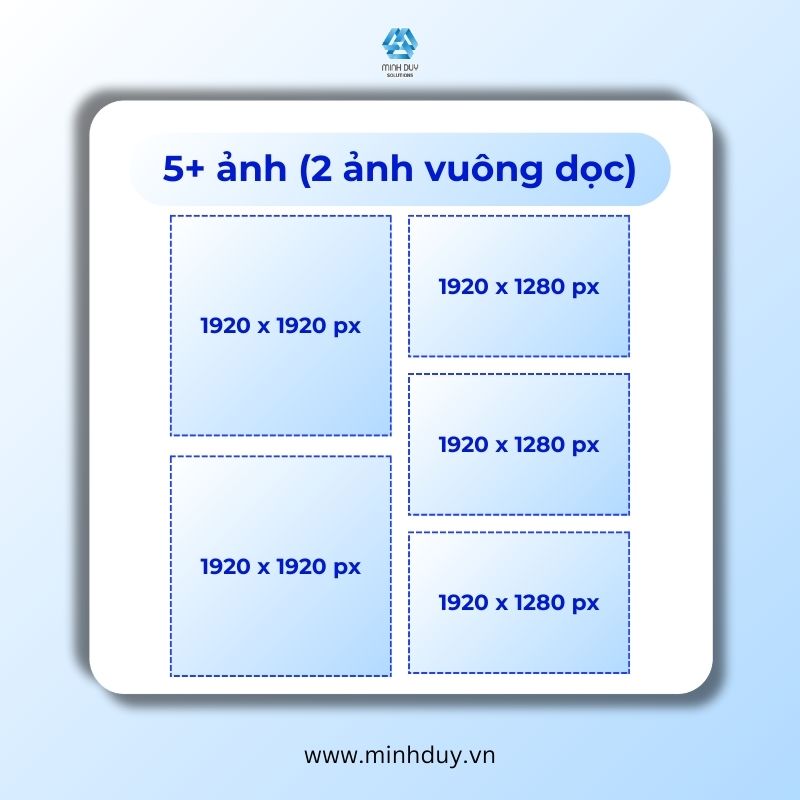 Kích thước ảnh Facebook 2026 - 5+ ảnh (2 ảnh vuông dọc)