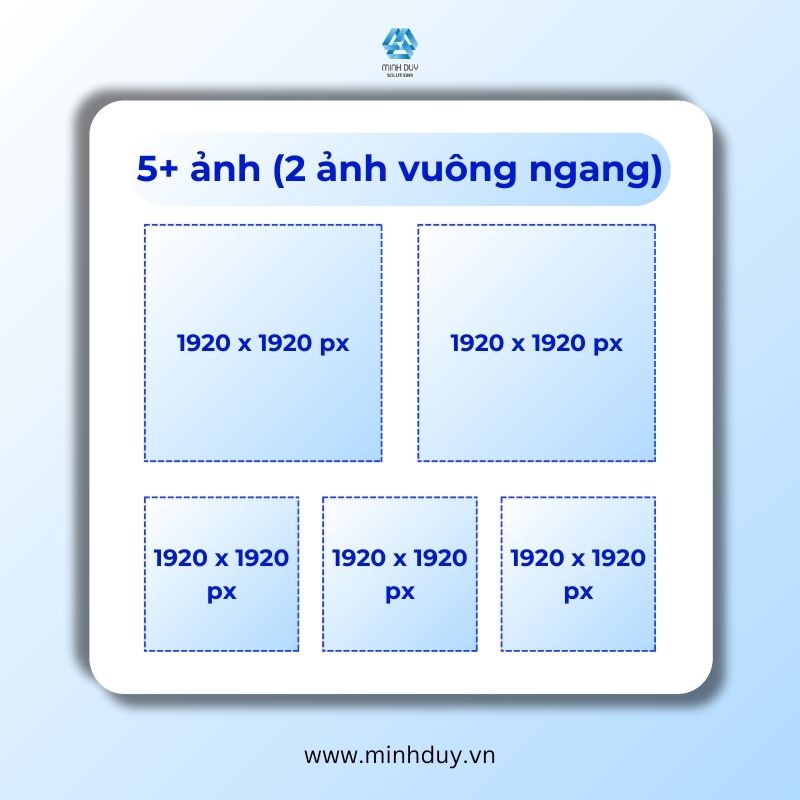 Kích thước ảnh Facebook 2026 - 5+ ảnh (2 ảnh vuông ngang)